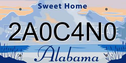 2A0C4N0 Alabama License Plate