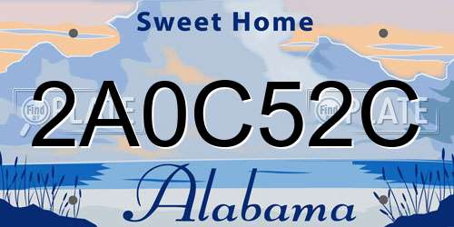 2A0C52C Alabama License Plate
