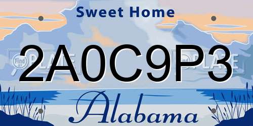 2A0C9P3 Alabama License Plate