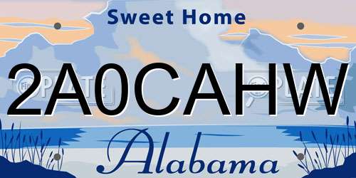 2A0CAHW Alabama License Plate