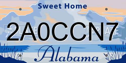2A0CCN7 Alabama License Plate