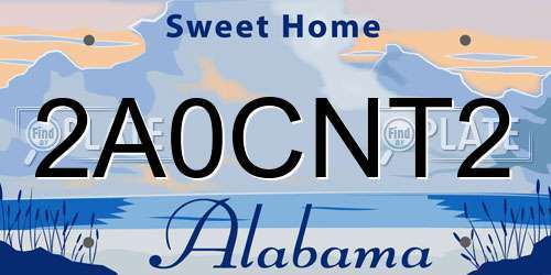 2A0CNT2 Alabama License Plate