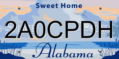 2A0CPDH Alabama License Plate