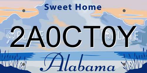 2A0CT0Y Alabama License Plate
