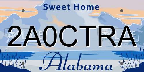 2A0CTRA Alabama License Plate