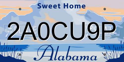 2A0CU9P Alabama License Plate