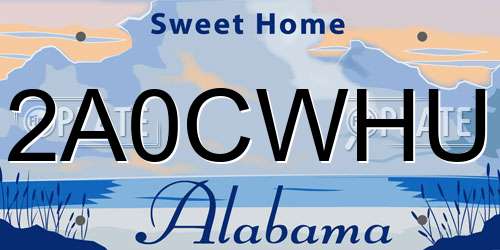 2A0CWHU Alabama License Plate