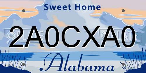 2A0CXA0 Alabama License Plate