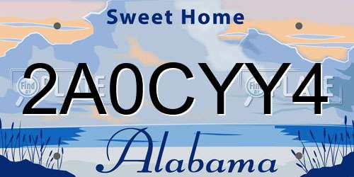 2A0CYY4 Alabama License Plate