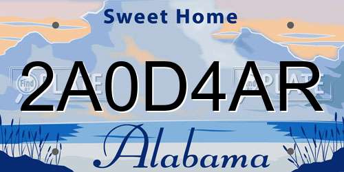 2A0D4AR Alabama License Plate