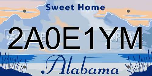 2A0E1YM Alabama License Plate