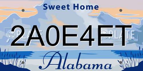 2A0E4ET Alabama License Plate