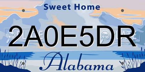 2A0E5DR Alabama License Plate