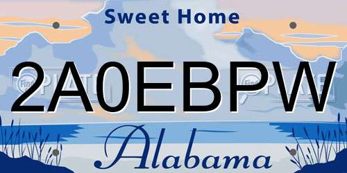 2A0EBPW Alabama License Plate