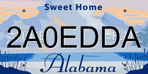 2A0EDDA Alabama License Plate