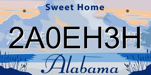 2A0EH3H Alabama License Plate