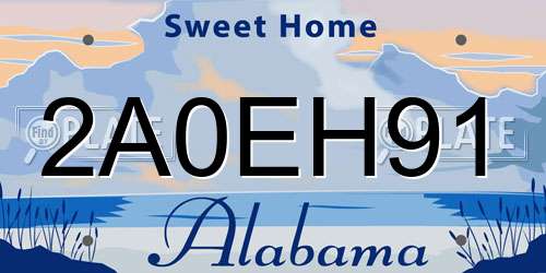 2A0EH91 Alabama License Plate