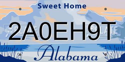 2A0EH9T Alabama License Plate