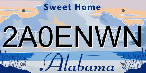 2A0ENWN Alabama License Plate