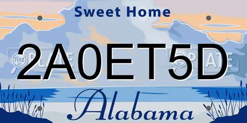 2A0ET5D Alabama License Plate