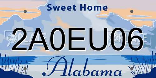 2A0EU06 Alabama License Plate