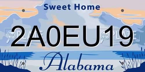 2A0EU19 Alabama License Plate