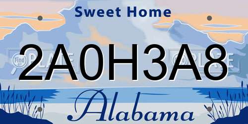 2A0H3A8 Alabama License Plate