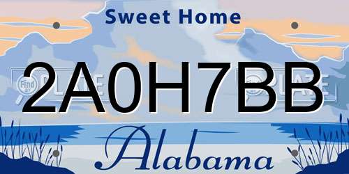 2A0H7BB Alabama License Plate