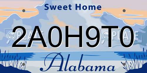 2A0H9T0 Alabama License Plate