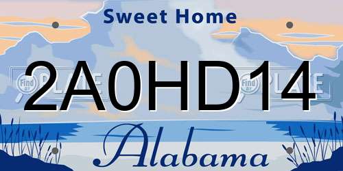 2A0HD14 Alabama License Plate