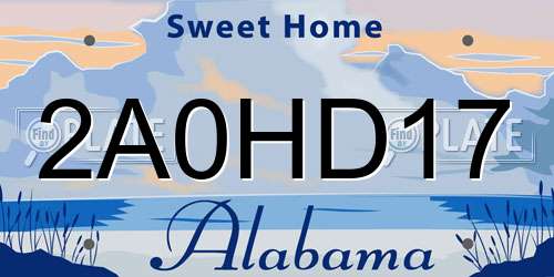 2A0HD17 Alabama License Plate