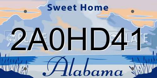 2A0HD41 Alabama License Plate