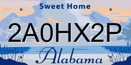 2A0HX2P Alabama License Plate