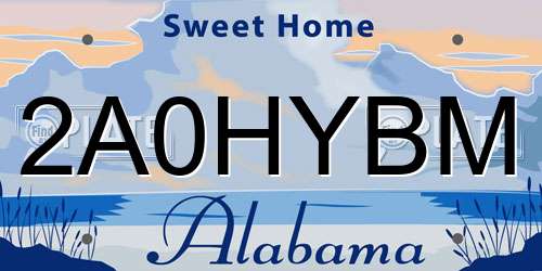 2A0HYBM Alabama License Plate