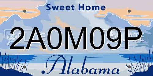 2A0M09P Alabama License Plate