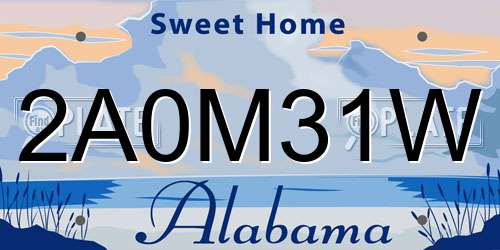 2A0M31W Alabama License Plate