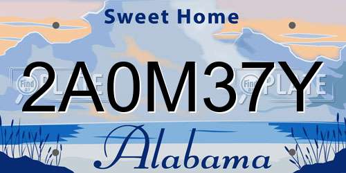 2A0M37Y Alabama License Plate