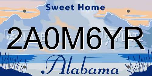 2A0M6YR Alabama License Plate