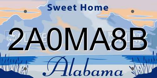 2A0MA8B Alabama License Plate