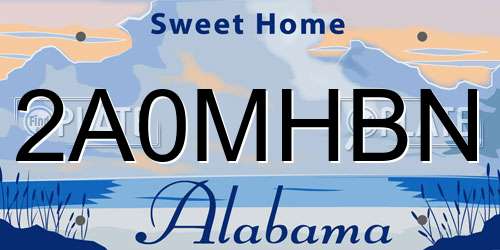 2A0MHBN Alabama License Plate
