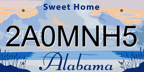 2A0MNH5 Alabama License Plate