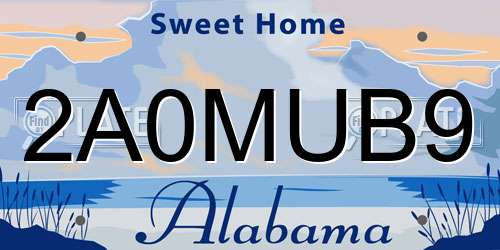 2A0MUB9 Alabama License Plate