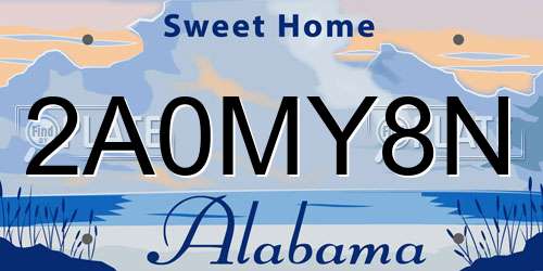 2A0MY8N Alabama License Plate