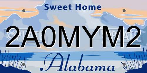 2A0MYM2 Alabama License Plate