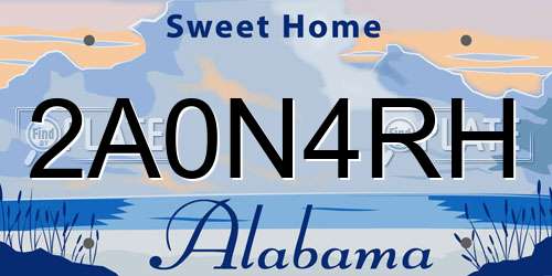2A0N4RH Alabama License Plate