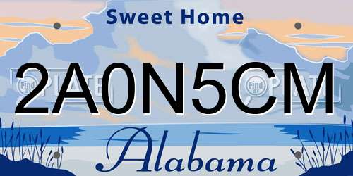 2A0N5CM Alabama License Plate