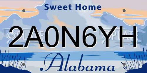 2A0N6YH Alabama License Plate