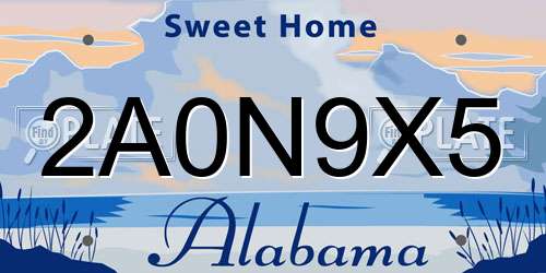 2A0N9X5 Alabama License Plate