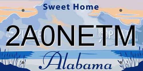 2A0NETM Alabama License Plate