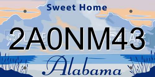 2A0NM43 Alabama License Plate